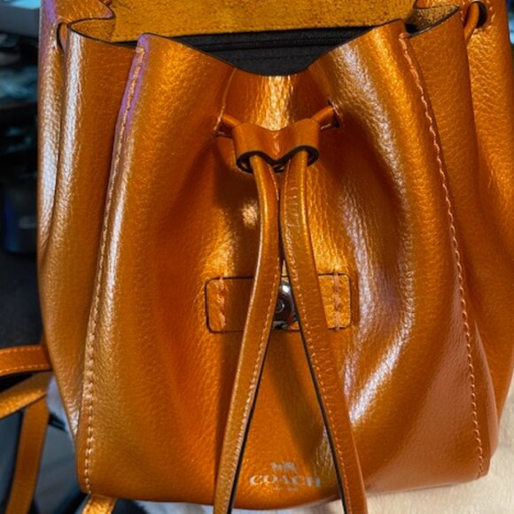COACH, EUC MINI ORANGE PEBBLED LEATHER BACKPACK - Picture 12 of 14